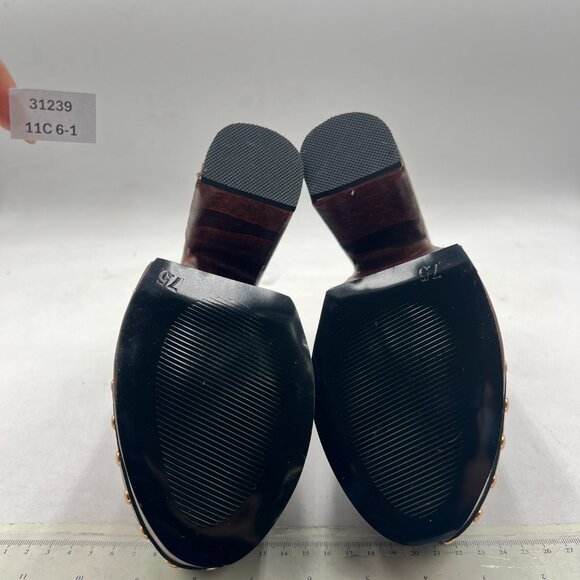 Wo Wagas Black Chic Closed Toe Studded Clog Platform Slingback Buckle Strap Shoe - Picture 7 of 8